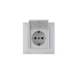 Розетка 1-м с крышкой Karea RIZZ с заземл. бел. Makel 88001029