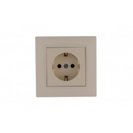 Розетка 1-м Karea RIZZ с заземл. керамика крем Makel 88010008