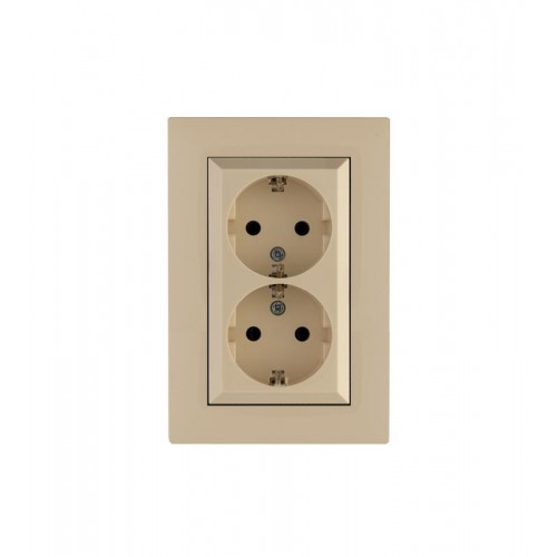 Розетка 2-я Karea RIZZ с заземл. крем Makel 88010082