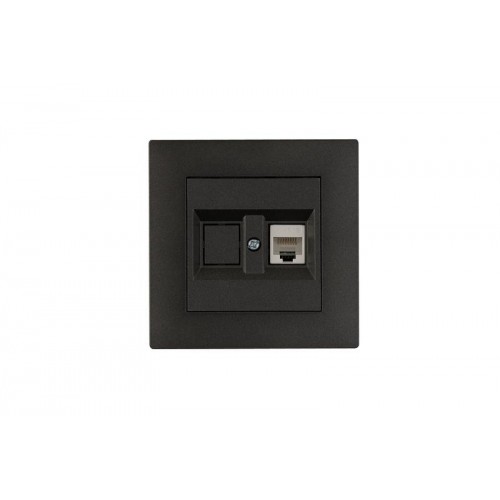 Розетка компьютерная CAT 5+гнездо Karea RIZZ STAR дым. металлик Makel 88050035