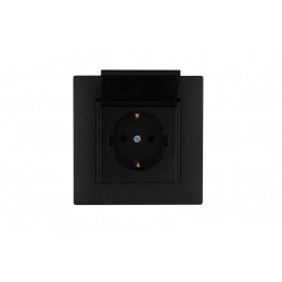 Розетка 1-м с крышкой Karea RIZZ STAR с заземл. чер. Makel 88054029