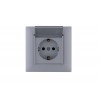Розетка 1-м с крышкой Karea RIZZ STAR с заземл. сер. Makel 88065029