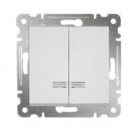 Выключатель 2-кл с подсвет. СП 10А IP20 250В механизм Karea бел. Makel 57001023
