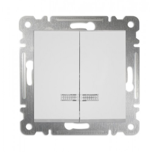 Выключатель 2-кл с подсвет. СП 10А IP20 250В механизм Karea бел. Makel 57001023