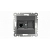 Розетка компьютерная 2-м без зазмел. Cat 5 механизм дым. Makel 57050035