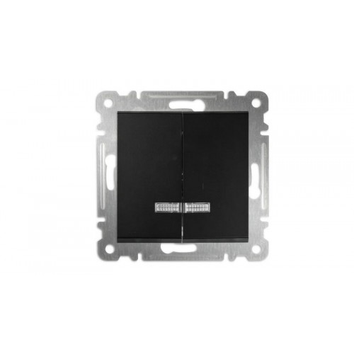 Выключатель 2-кл с подсвет. СП 10А IP20 250В механизм Karea черн. Makel 57054023