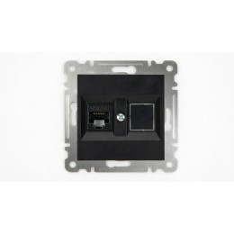 Розетка компьютерная 2-м Cat 5 СП 16А IP20 250В Karea механизм черн. Makel 57054035