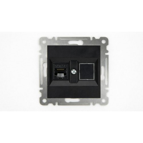Розетка компьютерная 2-м Cat 5 СП 16А IP20 250В Karea механизм черн. Makel 57054035