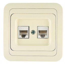 Розетка компьютерная 2-м СП Mimoza 16А IP20 крем./крем. Makel 25036