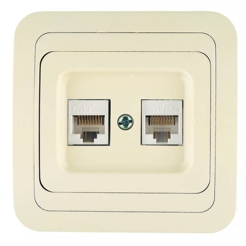 Розетка компьютерная 2-м СП Mimoza 16А IP20 крем./крем. Makel 25036