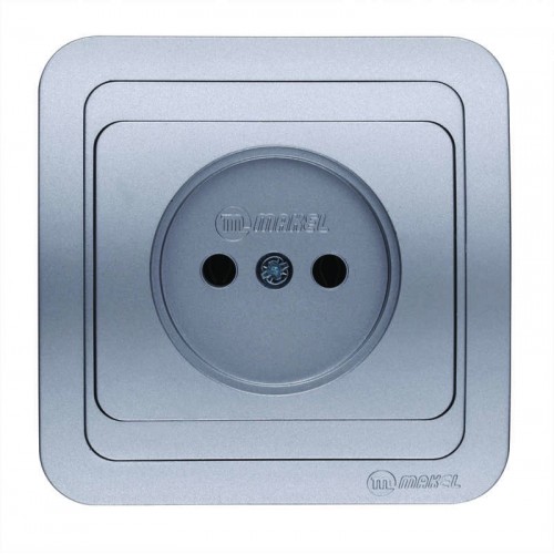 Розетка 1-м СП Mimoza 16А IP20 без заземл. серебр./серебр. Makel 23402