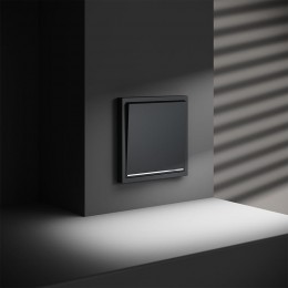 Переключатель проходной 1-кл. СП S70 10А с подсветкой механизм графит Voltum VLS010407