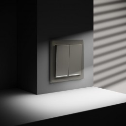 Выключатель 2-кл. СП S70 10А с подсветкой механизм шелк Voltum VLS020204