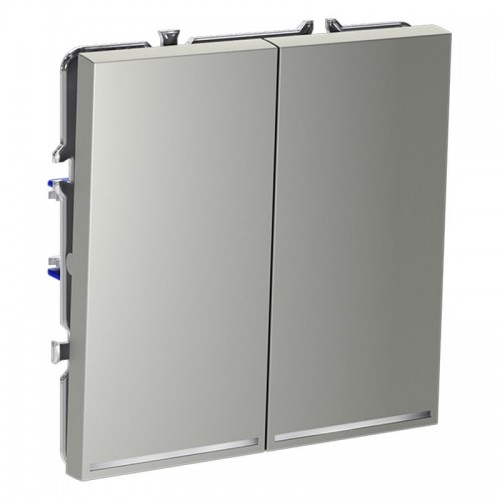 Выключатель 2-кл. СП S70 10А с подсветкой механизм сталь Voltum VLS020205