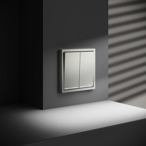 Выключатель 2-кл. СП S70 10А с подсветкой механизм сталь Voltum VLS020205