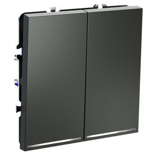 Выключатель 2-кл. СП S70 10А с подсветкой механизм титан Voltum VLS020206