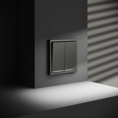 Выключатель 2-кл. СП S70 10А с подсветкой механизм титан Voltum VLS020206