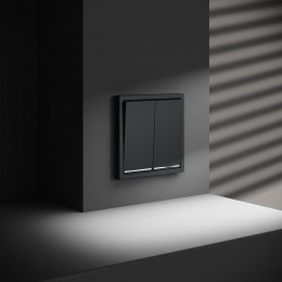 Выключатель 2-кл. СП S70 10А с подсветкой механизм графит Voltum VLS020207