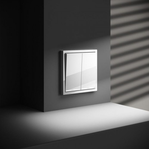 Переключатель проходной 2-кл. СП S70 10А с подсветкой механизм бел. глянцевый Voltum VLS020401