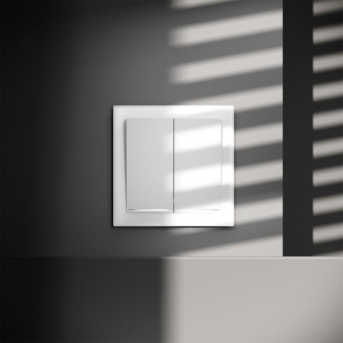 Переключатель проходной 2-кл. СП S70 10А с подсветкой механизм бел. матов. Voltum VLS020402