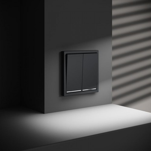 Переключатель проходной 2-кл. СП S70 10А с подсветкой механизм графит Voltum VLS020407