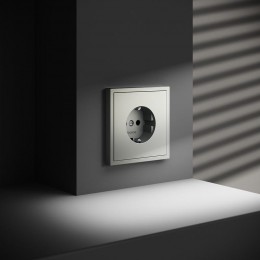 Розетка 1-м СП S70 16А с заземл. механизм сталь Voltum VLS040105