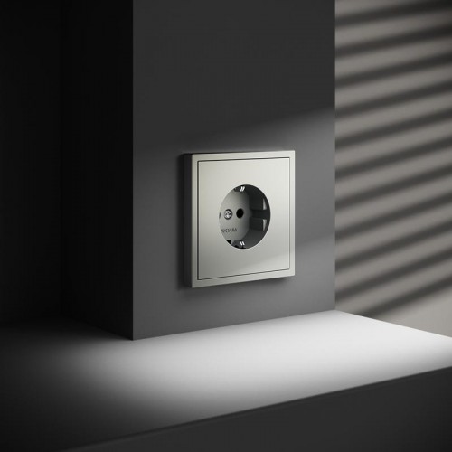Розетка 1-м СП S70 16А с заземл. механизм сталь Voltum VLS040105