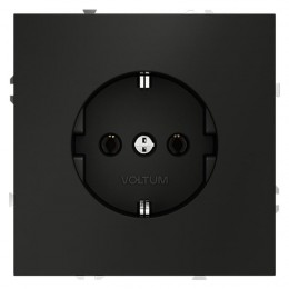 Розетка 1-м СП S70 16А с заземл. механизм черн. матов. Voltum VLS040108