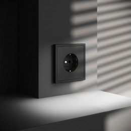 Розетка 1-м СП S70 16А с заземл. механизм черн. матов. Voltum VLS040108