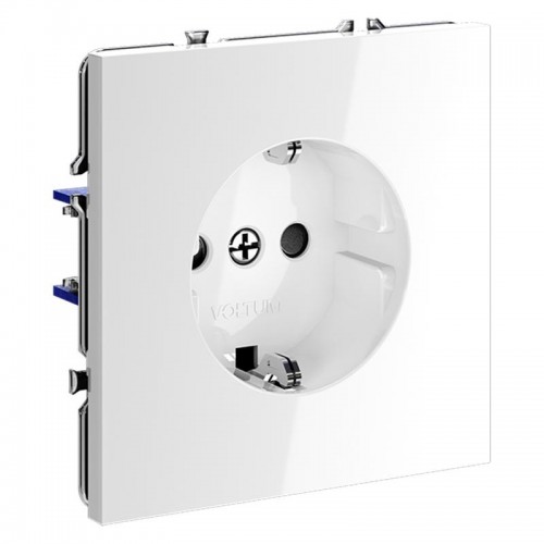 Розетка 1-м СП S70 16А с заземл. защ. шторки механизм бел. глянцевый Voltum VLS040201