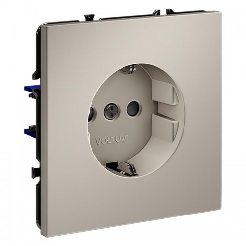 Розетка 1-м СП S70 16А с заземл. защ. шторки механизм кашемир Voltum VLS040203