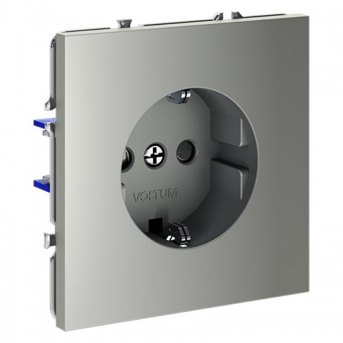 Розетка 1-м СП S70 16А с заземл. защ. шторки механизм сталь Voltum VLS040205