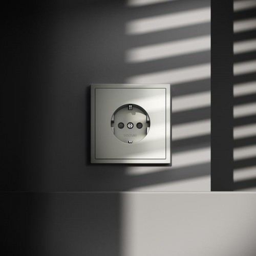 Розетка 1-м СП S70 16А с заземл. защ. шторки механизм сталь Voltum VLS040205