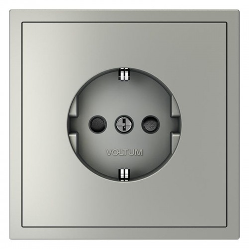 Розетка 1-м СП S70 16А с заземл. защ. шторки механизм сталь Voltum VLS040205