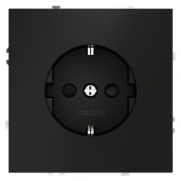 Розетка 1-м СП S70 16А с заземл. защ. шторки механизм черн. матов. Voltum VLS040208