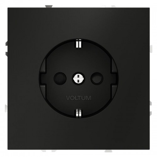 Розетка 1-м СП S70 16А с заземл. защ. шторки механизм черн. матов. Voltum VLS040208