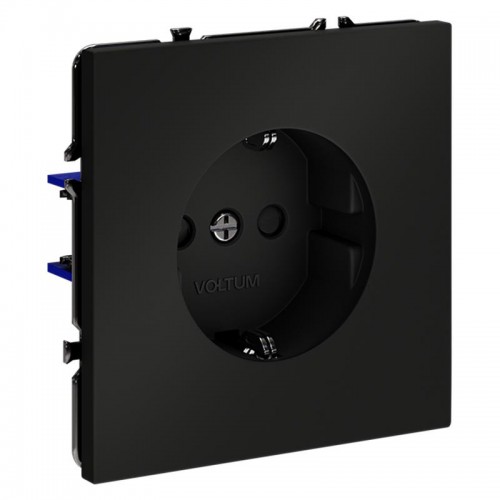 Розетка 1-м СП S70 16А с заземл. защ. шторки механизм черн. матов. Voltum VLS040208