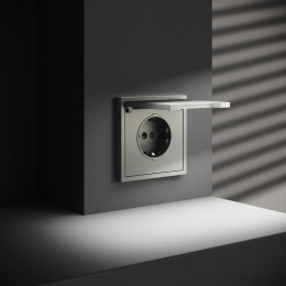 Розетка 1-м СП S70 16А с заземл. защ. шторки + крышка механизм сталь Voltum VLS040305