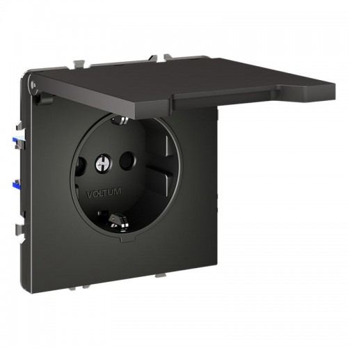 Розетка 1-м СП S70 16А с заземл. защ. шторки + крышка механизм титан Voltum VLS040306