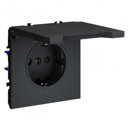 Розетка 1-м СП S70 16А с заземл. защ. шторки + крышка механизм графит Voltum VLS040307
