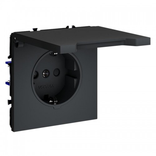 Розетка 1-м СП S70 16А с заземл. защ. шторки + крышка механизм графит Voltum VLS040307