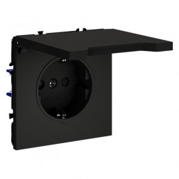 Розетка 1-м СП S70 16А с заземл. защ. шторки + крышка механизм черн. матов. Voltum VLS040308