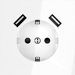 Розетка 1-м СП S70 16А с USB A+A с заземл. защ. шторки механизм бел. глянцевый Voltum VLS040401