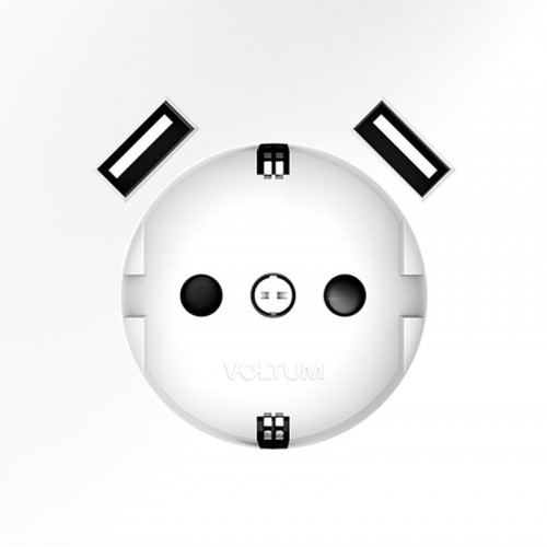 Розетка 1-м СП S70 16А с USB A+A с заземл. защ. шторки механизм бел. матов. Voltum VLS040402