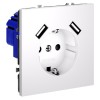 Розетка 1-м СП S70 16А с USB A+A с заземл. защ. шторки механизм бел. матов. Voltum VLS040402