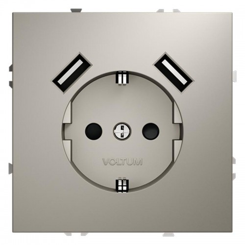 Розетка 1-м СП S70 16А с USB A+A с заземл. защ. шторки механизм кашемир Voltum VLS040403