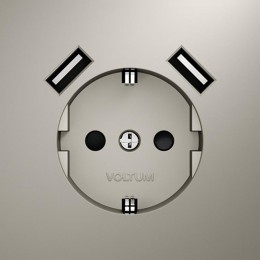 Розетка 1-м СП S70 16А с USB A+A с заземл. защ. шторки механизм кашемир Voltum VLS040403