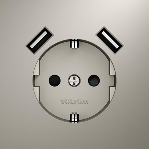 Розетка 1-м СП S70 16А с USB A+A с заземл. защ. шторки механизм кашемир Voltum VLS040403