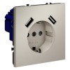 Розетка 1-м СП S70 16А с USB A+A с заземл. защ. шторки механизм кашемир Voltum VLS040403