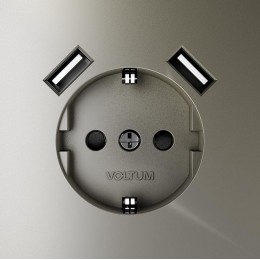 Розетка 1-м СП S70 16А с USB A+A с заземл. защ. шторки механизм шелк Voltum VLS040404